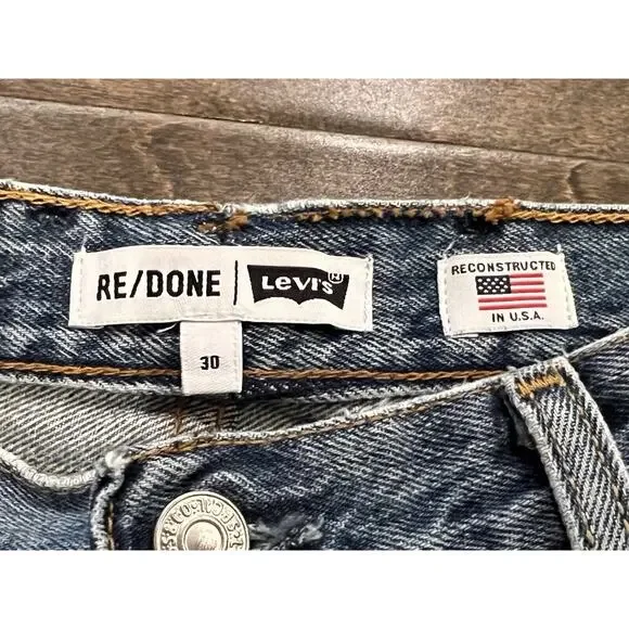 Re/Done Womens Blue Levi's High Rise Ankle Crop Size 30 NWT $395 - Picture 6 of 10